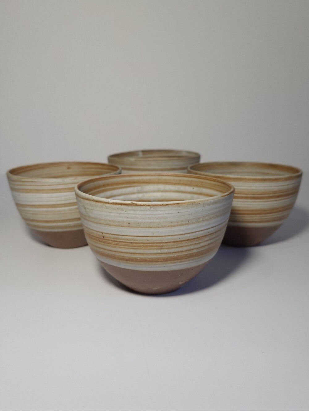 Handmade Rustic Earth Toned Ceramic Pottery Bowls Set of 4 Japan